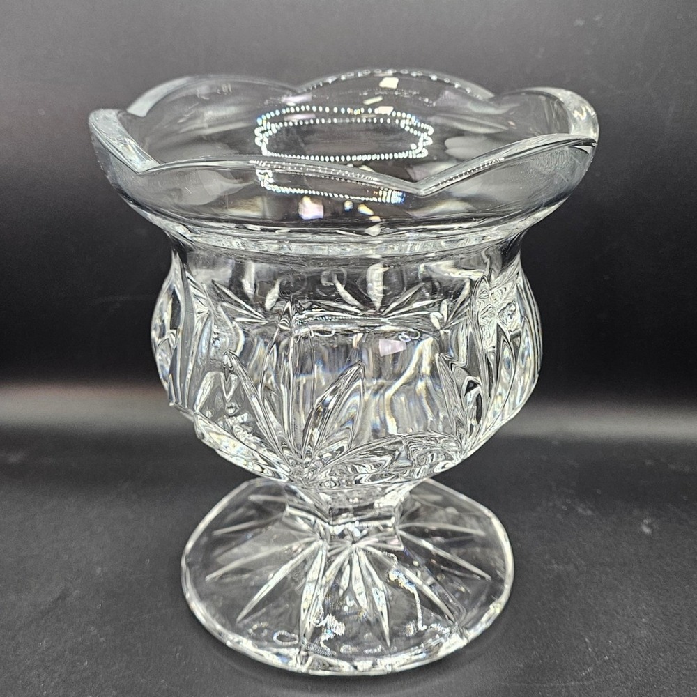 Royal Limited 24% Lead Crystal Pedestal Votive‎ Candle Holder Vase Czech